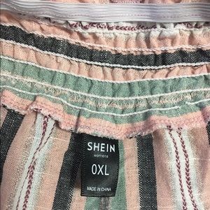 Large Ruffle Waist Button Front Striped Short